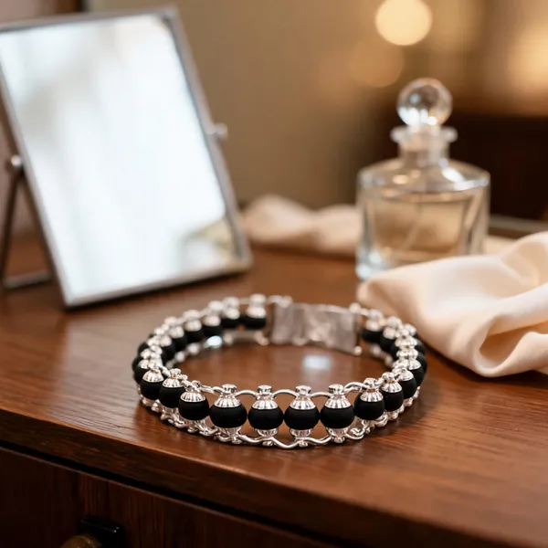 Black_Ebony_Wood_Sterling_Silver_Karungali_Chain_Bracelet