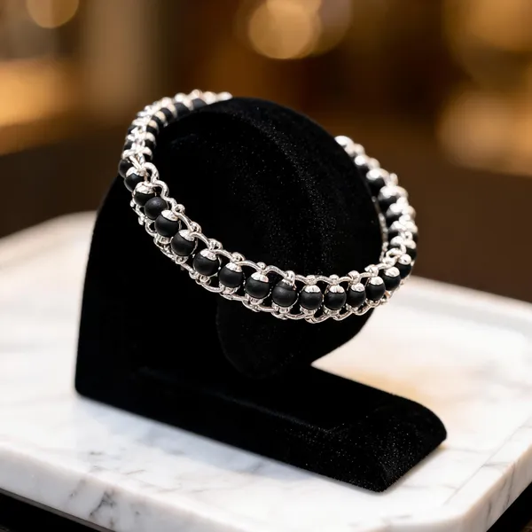 Black_Ebony_Wood_Sterling_Silver_Karungali_Chain_Bracelet