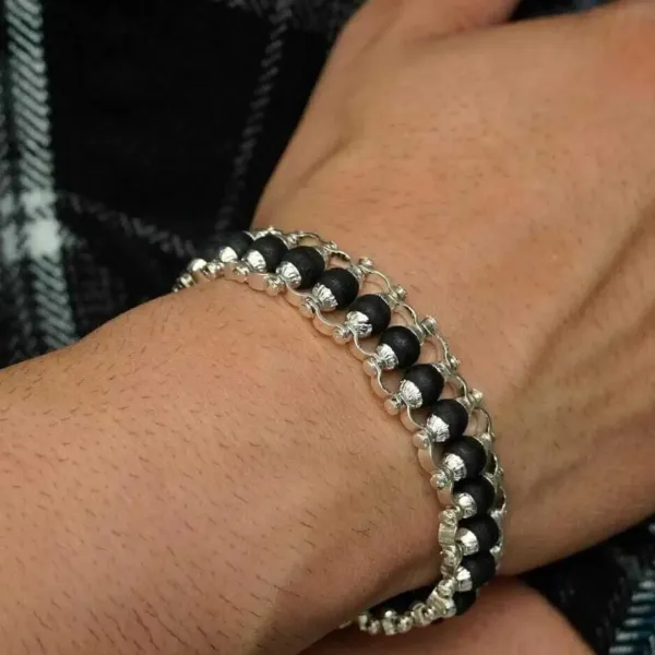 Black_Ebony_Wood_Sterling_Silver_Karungali_Chain_Bracelet