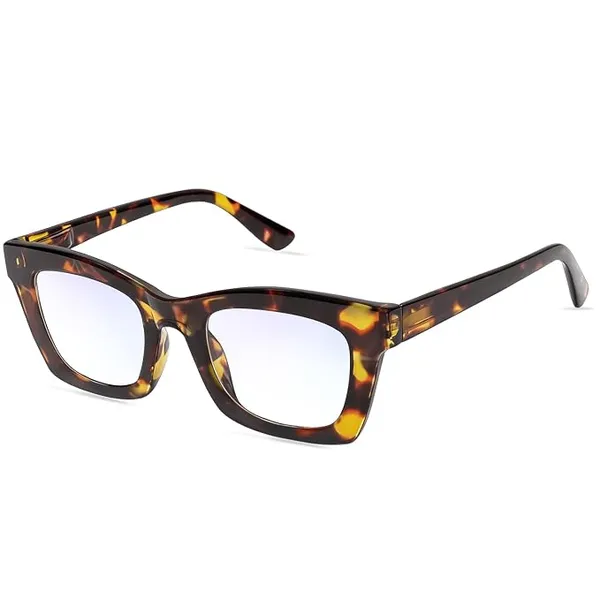 Brown_And_Amber_Tortoiseshell_Tr_90_Rectangular_Light_Blocking_Glasses_For_Unisex