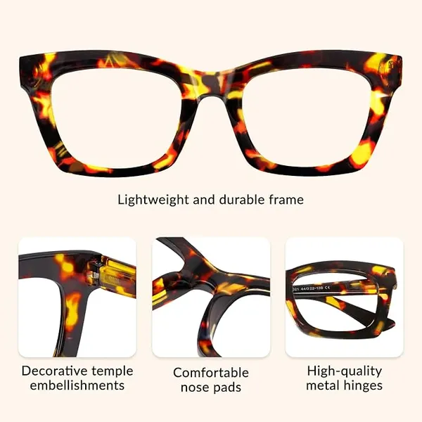 Brown_And_Amber_Tortoiseshell_Tr_90_Rectangular_Light_Blocking_Glasses_For_Unisex