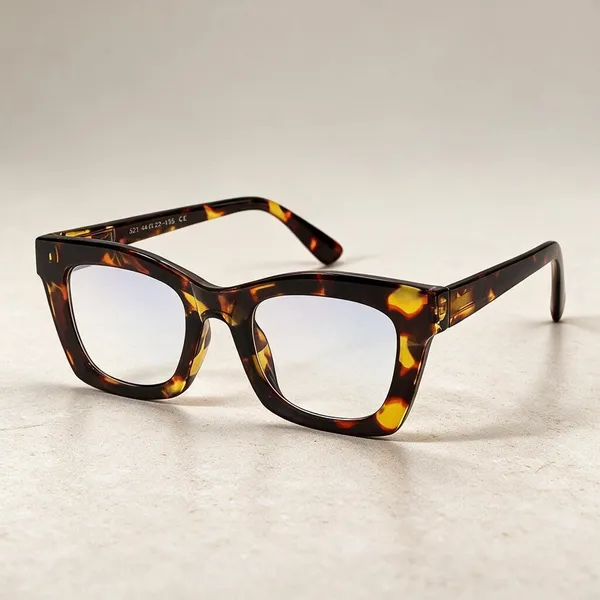 Brown_And_Amber_Tortoiseshell_Tr_90_Rectangular_Light_Blocking_Glasses_For_Unisex