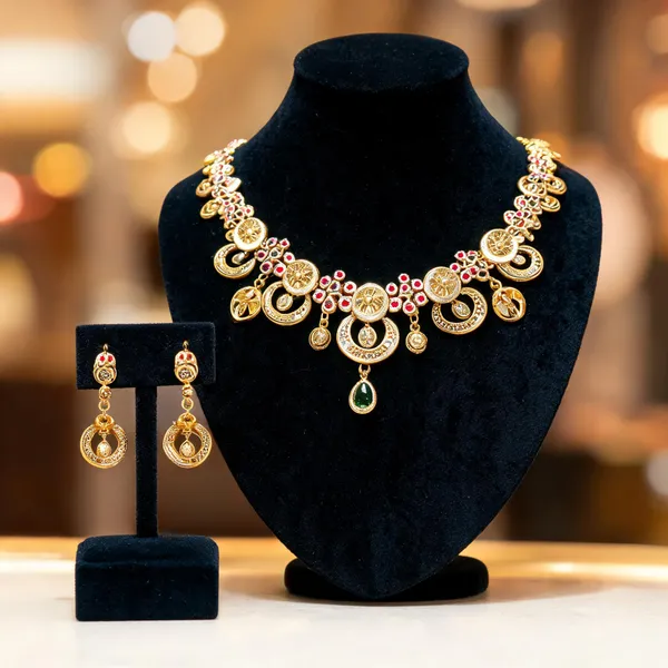 Gold_Plated_Brass_Kundan_Teardrop_Pendant_Necklace_Set_For_Women