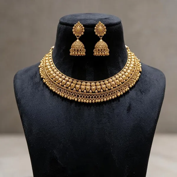 Gold_Plated_Brass_Necklace_And_Earring_Set_For_Women