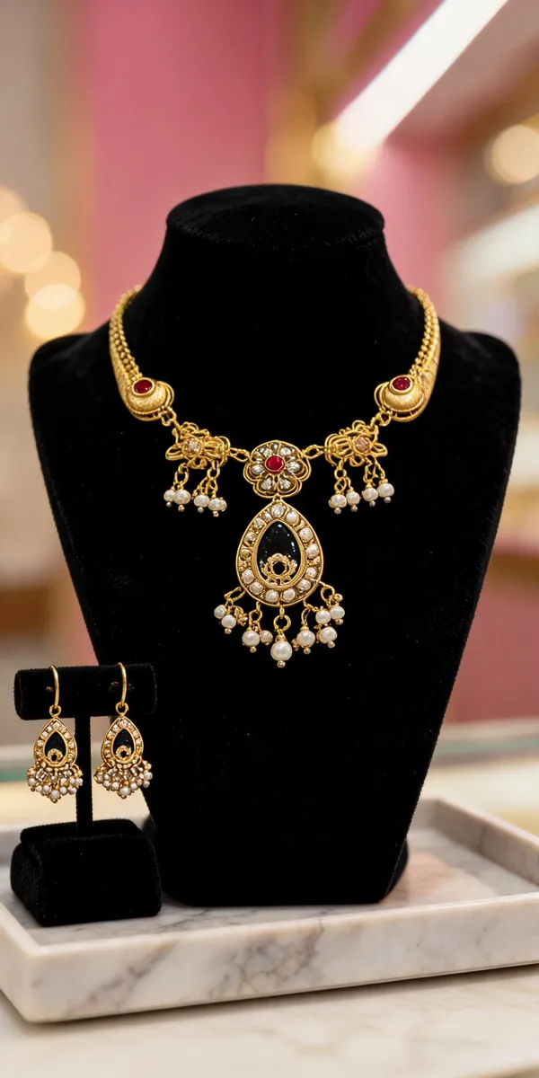 Gold_Plated_Brass_Stone_Ethnic_Pendant_Necklace_Set_For_Women