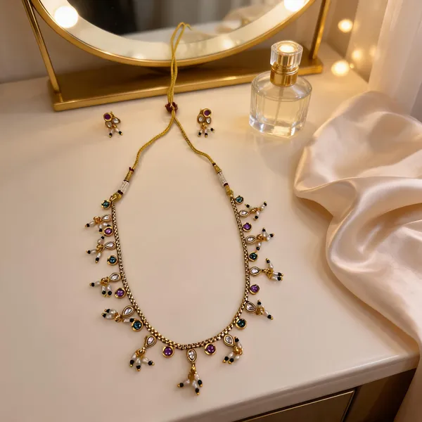 Gold_Plated_Brass_Multicolour_Stone_Traditional_Necklace_Set_For_Women