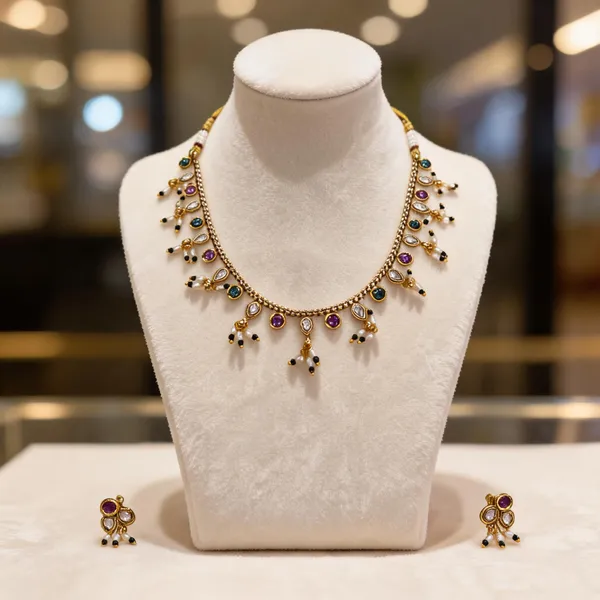Gold_Plated_Brass_Multicolour_Stone_Traditional_Necklace_Set_For_Women
