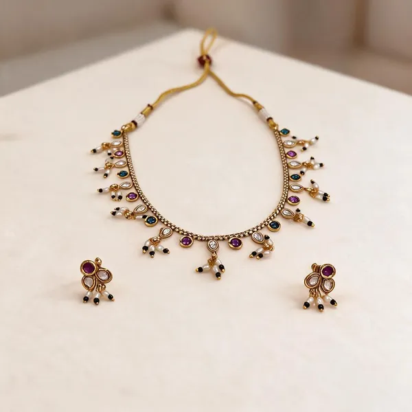 Gold_Plated_Brass_Multicolour_Stone_Traditional_Necklace_Set_For_Women