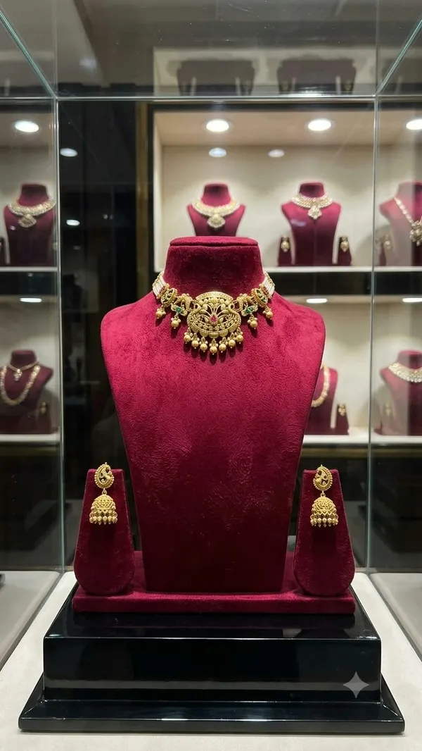 Gold_Plated_Brass_Necklace_And_Earring_Set_For_Women