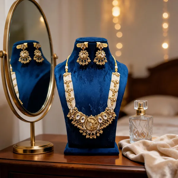 Gold_Plated_Statement_Pendant_Traditional_Necklace_Set_For_Women