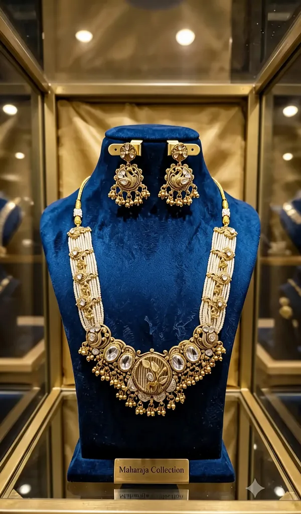Gold_Plated_Statement_Pendant_Traditional_Necklace_Set_For_Women