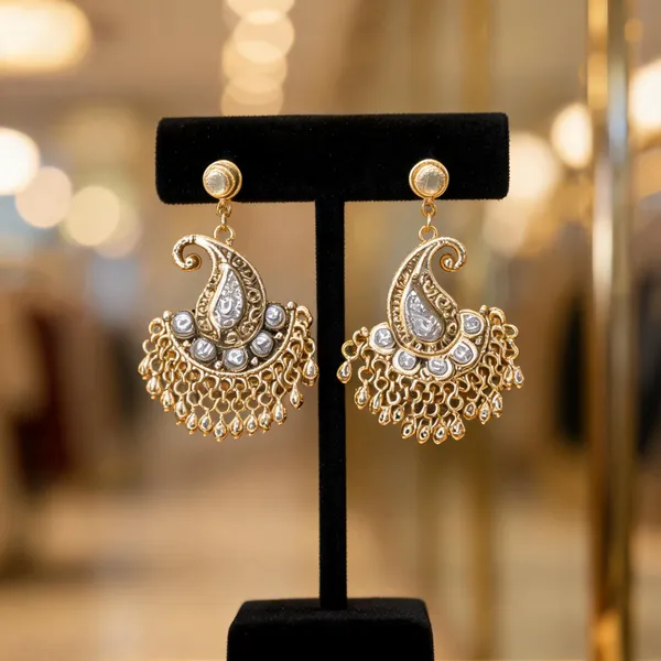 Gold_Plated_Paisley_Chandelier_Earrings_For_Women