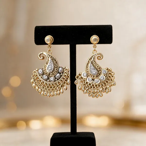 Gold_Plated_Paisley_Chandelier_Earrings_For_Women