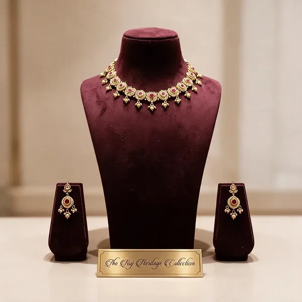 Gold_Plated_Brass_Floral_Bead_Traditional_Necklace_Set_For_Women