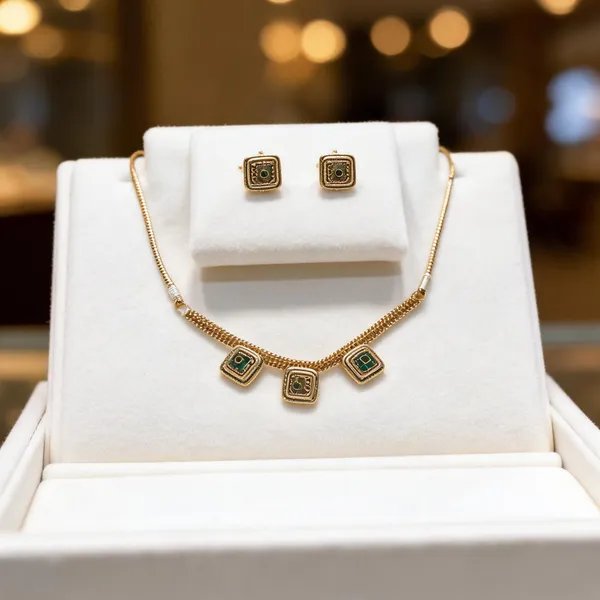 Gold_Plated_Green_Stone_Geometric_Necklace_Set_For_Women