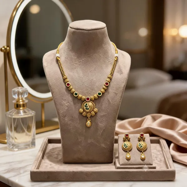 Gold_Plated_Brass_Beaded_Traditional_Pendant_Necklace_Set_For_Women