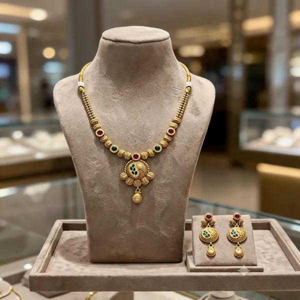 Gold_Plated_Brass_Beaded_Traditional_Pendant_Necklace_Set_For_Women