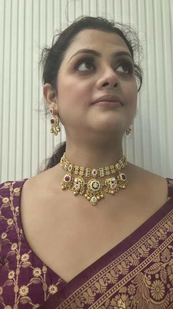 Gold_Plated_Brass_Necklace_And_Earring_Set_For_Women
