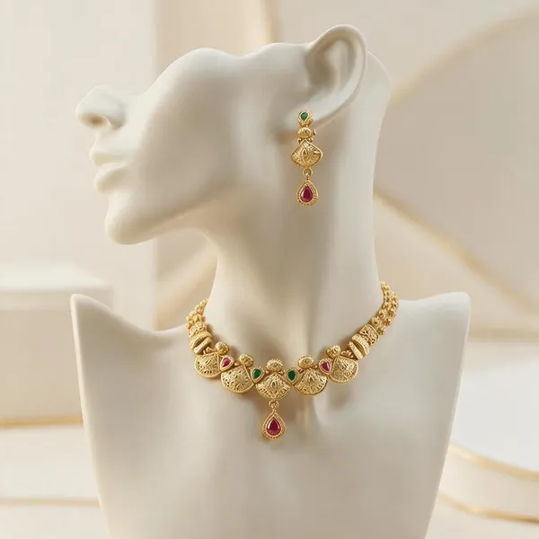 Gold_Plated_Brass_Necklace_And_Earring_Set_For_Women