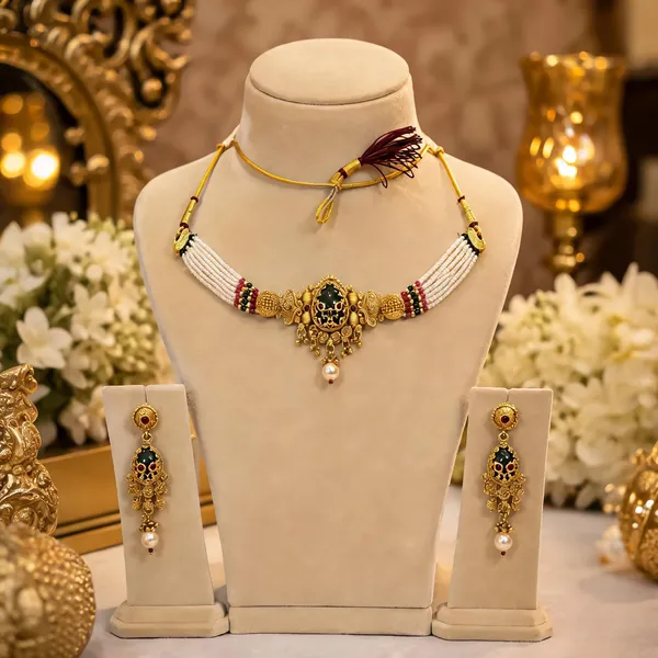 Gold_Plated_Multicolour_Beaded_Layered_Necklace_Set_For_Women
