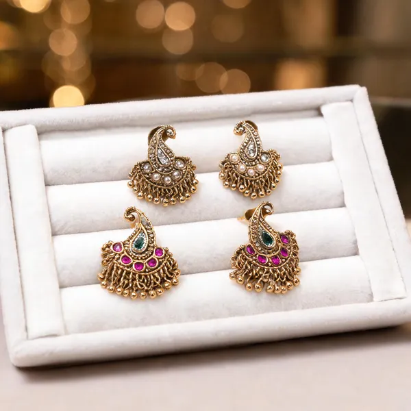 Gold_Plated_Brass_Peacock_Motif_Stone_Jhumka_Earrings_For_Women_Set_of_2