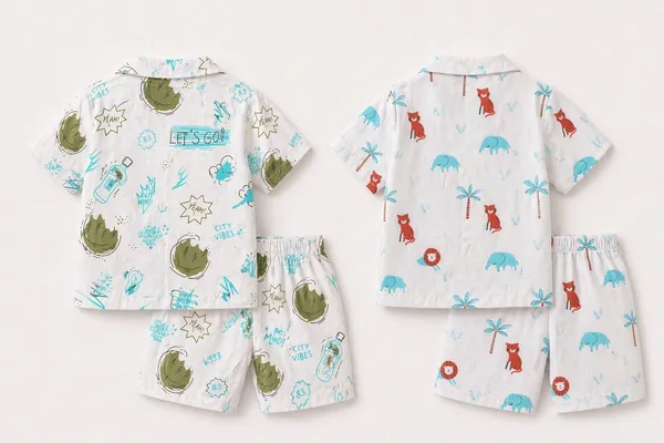 White_Printed_Shirt_And_Shorts_Set_For_Boys