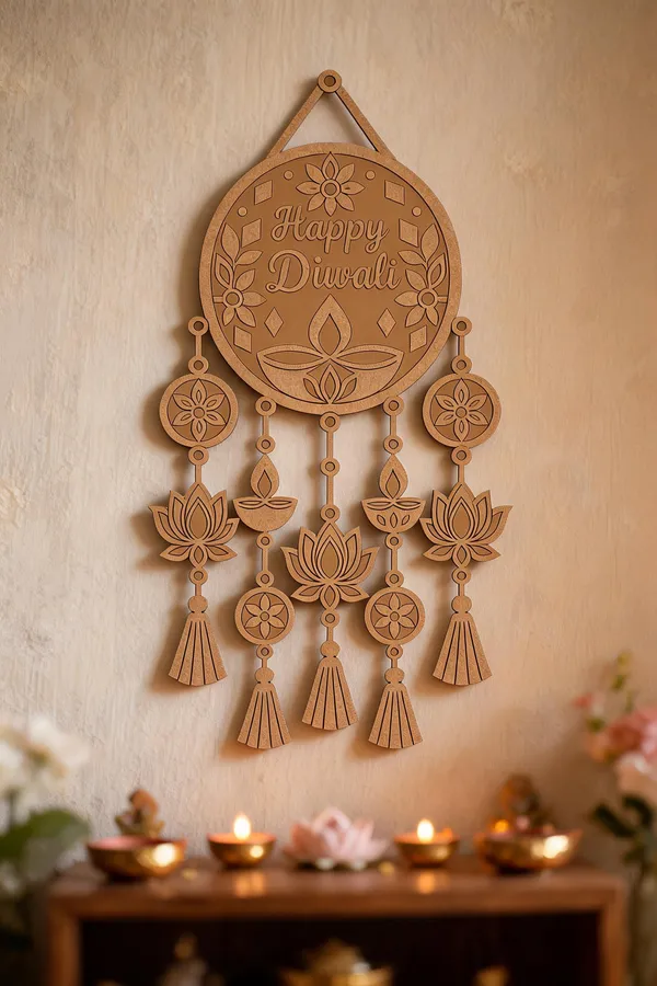 Pine_Mdf_Diwali_Floral_Diya_Wall_Hanging_Set_Of_1