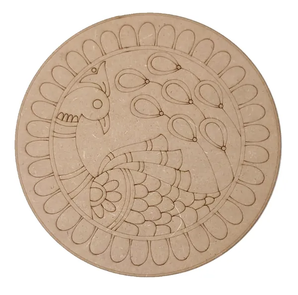 Pine_Mdf_Traditional_Peacock_Carved_Round_Wall_Decor_Set_Of_1