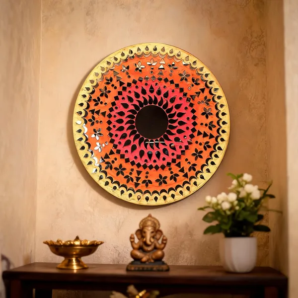 Pine_Mdf_Traditional_Geometric_Floral_Round_Wall_Mirror_Set_Of_1
