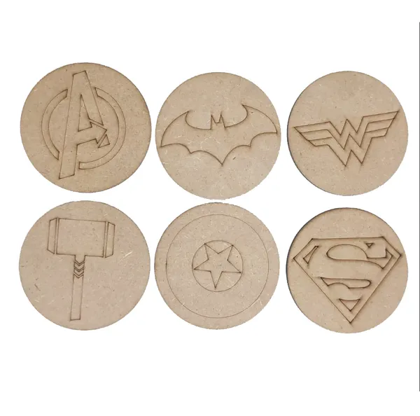 Pine_Mdf_Superhero_Emblem_Coaster__Set_Of_6
