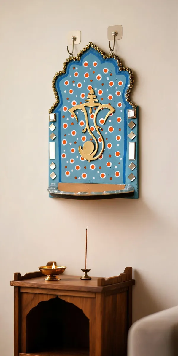 Pine_Mdf_Devotional_Om_Motif_Blue_Wall_Mounted_Pooja_Shrine_Set_Of_1