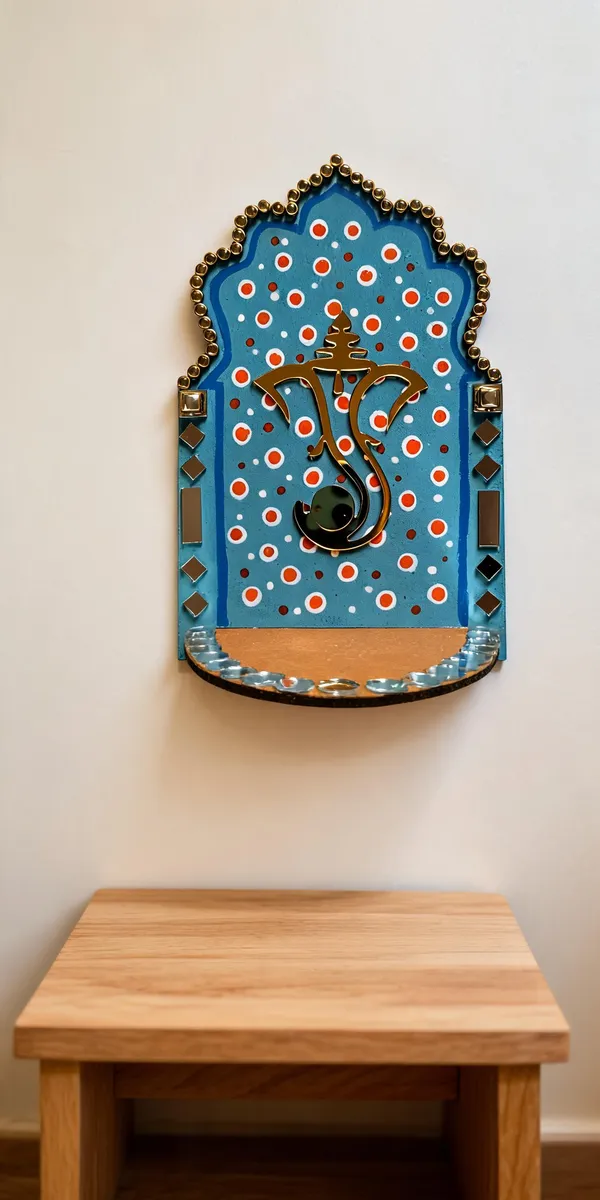 Pine_Mdf_Devotional_Om_Motif_Blue_Wall_Mounted_Pooja_Shrine_Set_Of_1