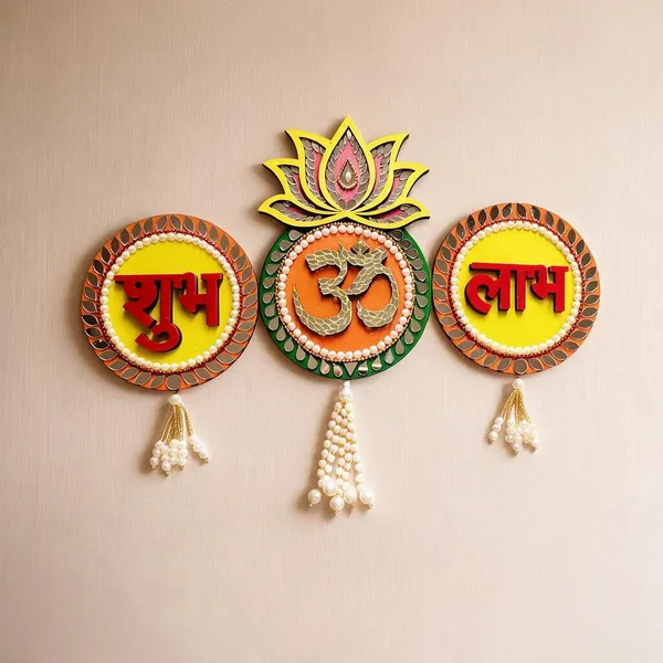 Pine_Mdf_Traditional_Shubh_Om_Labh_Religious_Wall_Hanging_Set_Of_3