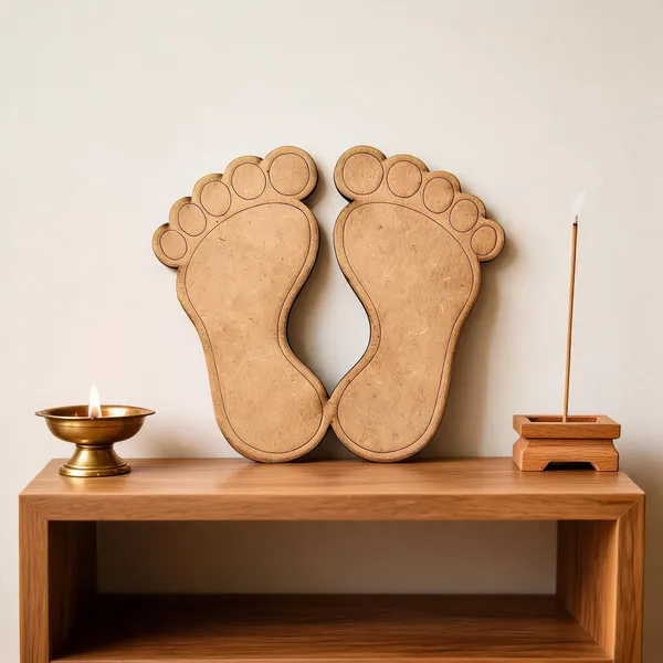 Pine_Mdf_Charan_Footprint_Decorative_Cutout_Pair_Set_Of_1
