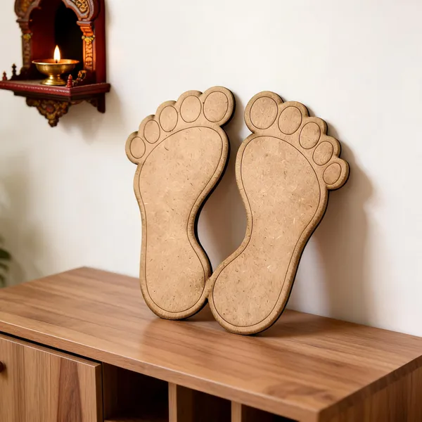 Pine_Mdf_Charan_Footprint_Decorative_Cutout_Pair_Set_Of_1