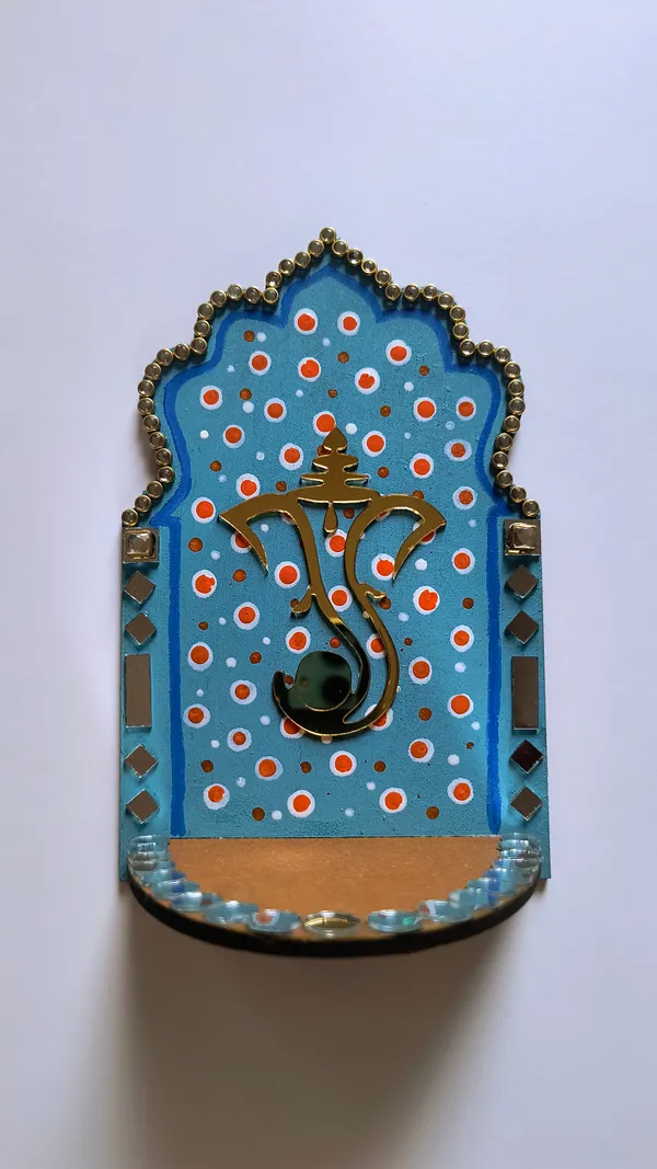 Pine_Mdf_Devotional_Om_Motif_Blue_Wall_Mounted_Pooja_Shrine_Set_Of_1