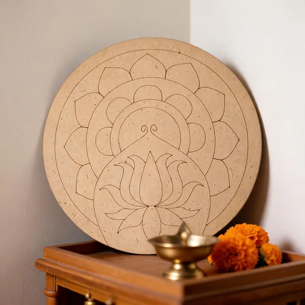 Pine_Mdf_Devotional_Ganesha_Lotus_Engraved_Round_Decor_Board_Set_Of_1