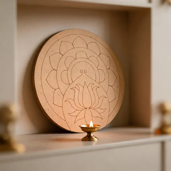 Pine_Mdf_Devotional_Ganesha_Lotus_Engraved_Round_Decor_Board_Set_Of_1