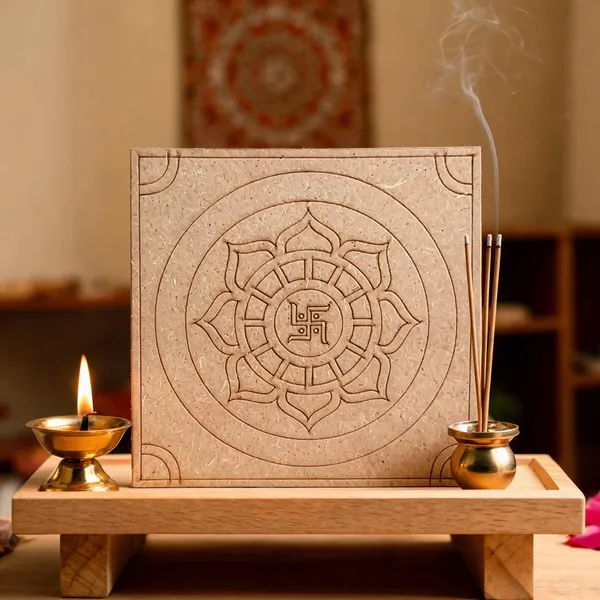 Pine_Mdf_Traditional_Swastik_Lotus_Engraved_Pooja_Chowki_Set_Of_1