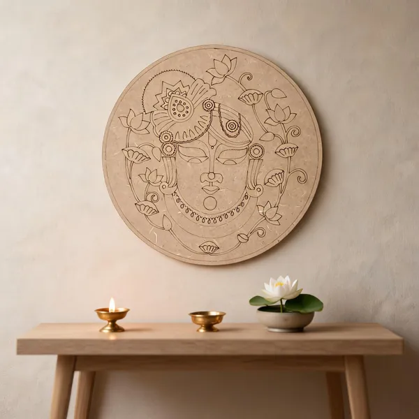 Pine_Mdf_Round_Lotus_Engraved_Decorative_Panel_Set_Of_1