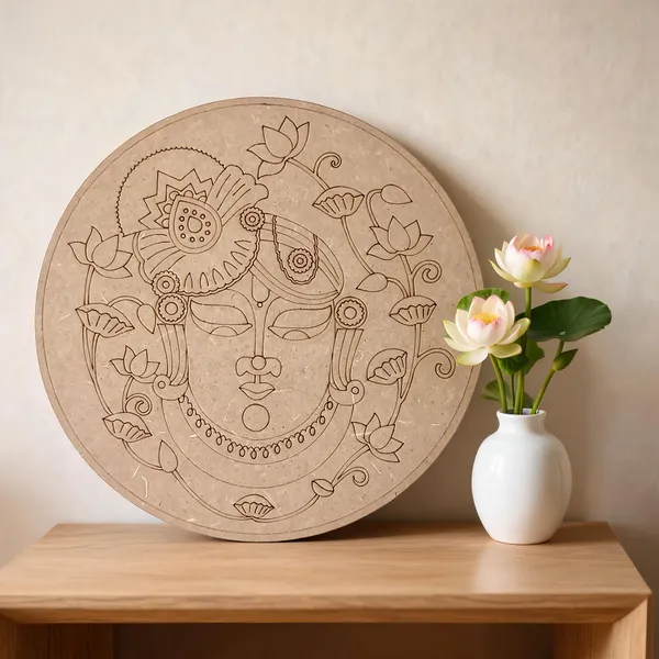 Pine_Mdf_Round_Lotus_Engraved_Decorative_Panel_Set_Of_1