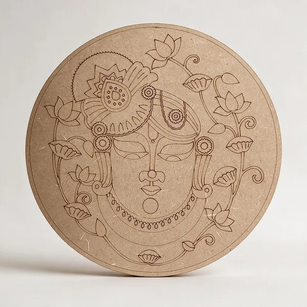 Pine_Mdf_Round_Lotus_Engraved_Decorative_Panel_Set_Of_1
