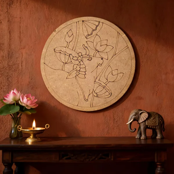 Pine_Mdf_Nature_Floral_Elephant_Engraved_Round_Wall_Decor_Set_Of_1