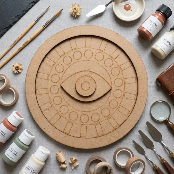 Pine_Mdf_Geometric_Concentric_Engraved_Round_Decorative_Board_Set_Of_1