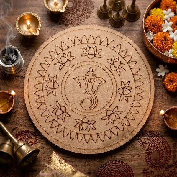 Pine_Mdf_Devotional_Ganesha_Lotus_Engraved_Decorative_Plaque_Set_Of_1