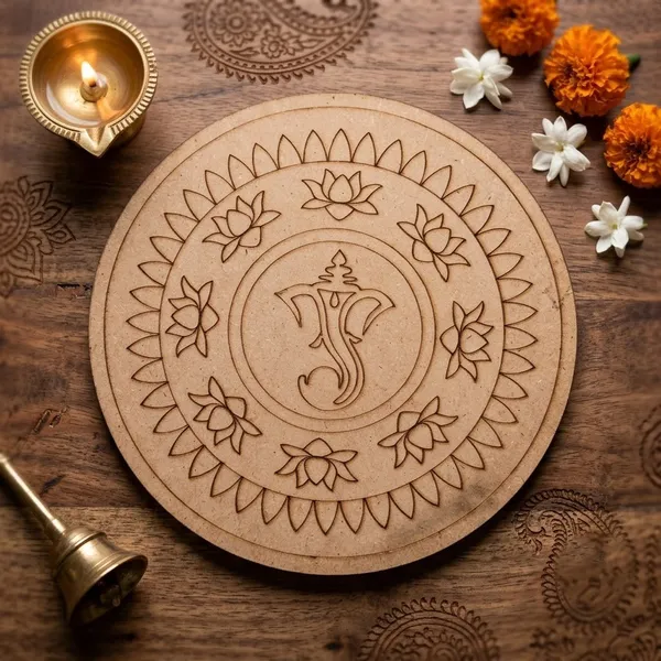 Pine_Mdf_Devotional_Ganesha_Lotus_Engraved_Decorative_Plaque_Set_Of_1