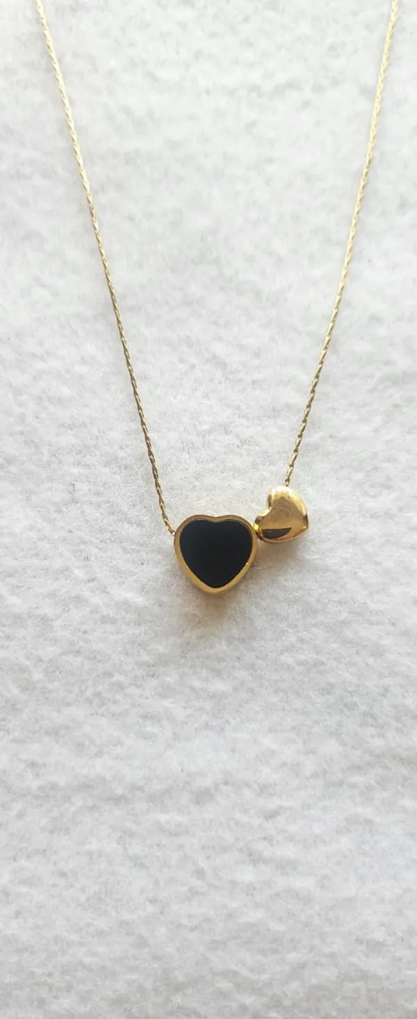 Gold_Steel_Dual_Heart_Black_Enamel_Pendant_Necklace_For_Women