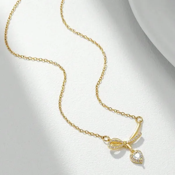 Gold_Stainless_Steel_Rhinestone_Bow_Heart_Charm_Pendant_Necklace_For_Women