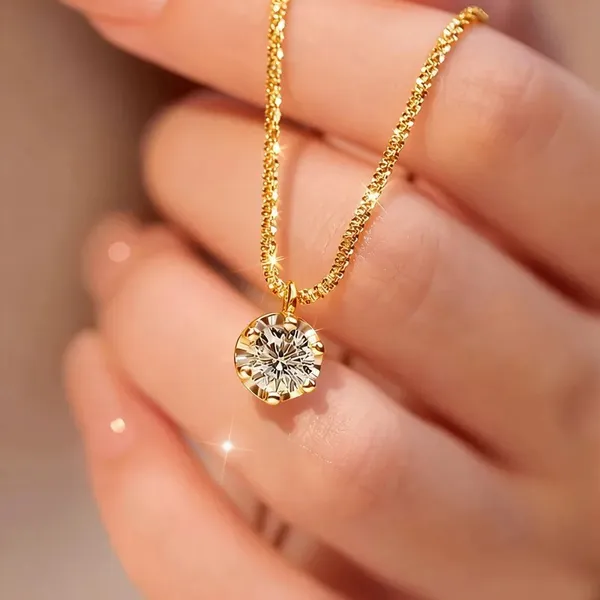 Gold_Steel_Floral_Solitaire_Zirconia_Pendant_Necklace_For_Women