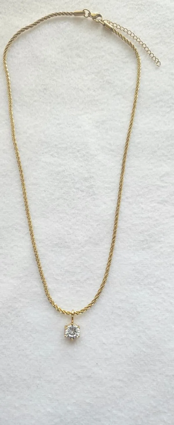Gold_Steel_Floral_Solitaire_Zirconia_Pendant_Necklace_For_Women